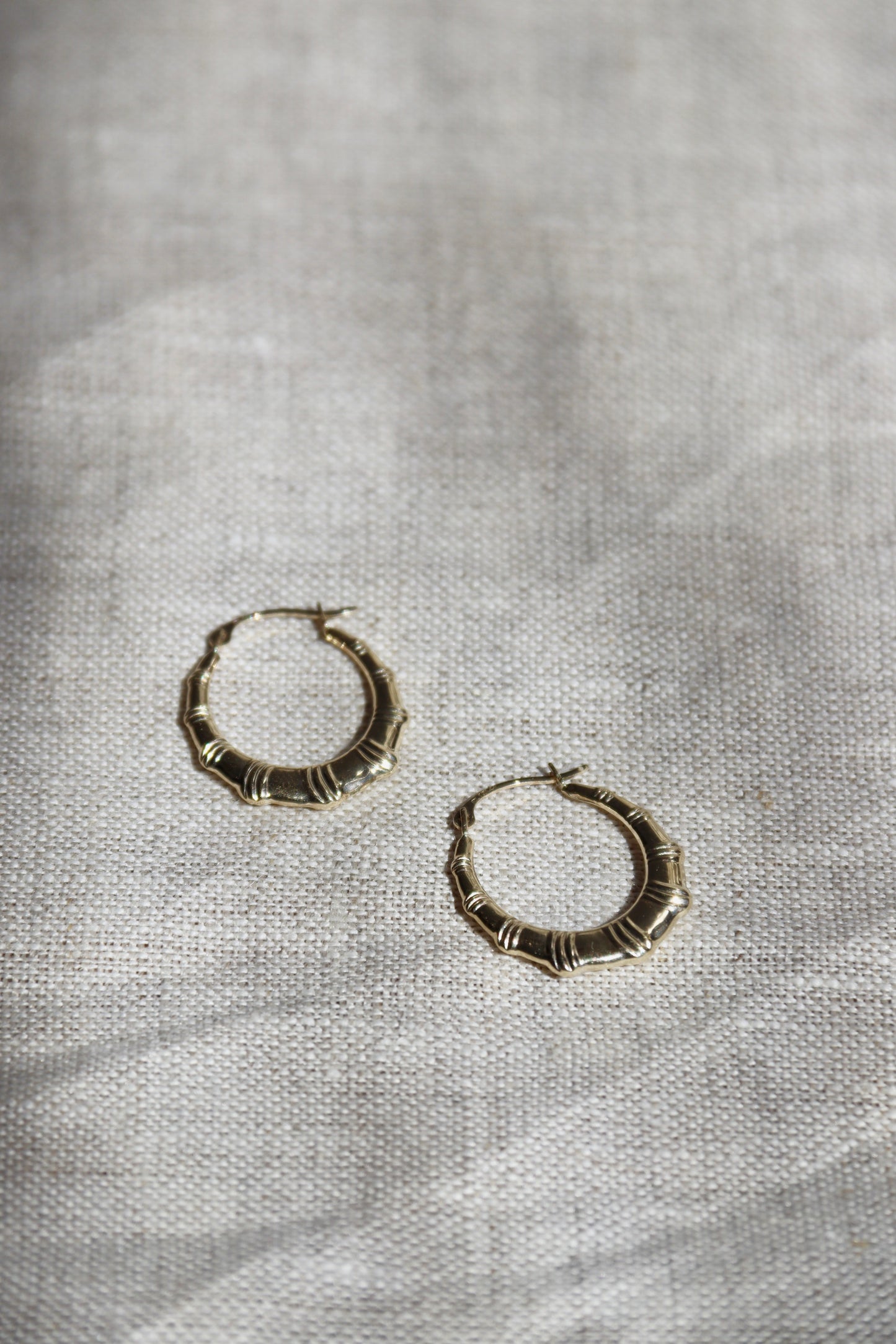 Fluted Hoop Earrings - 10k Yellow Gold