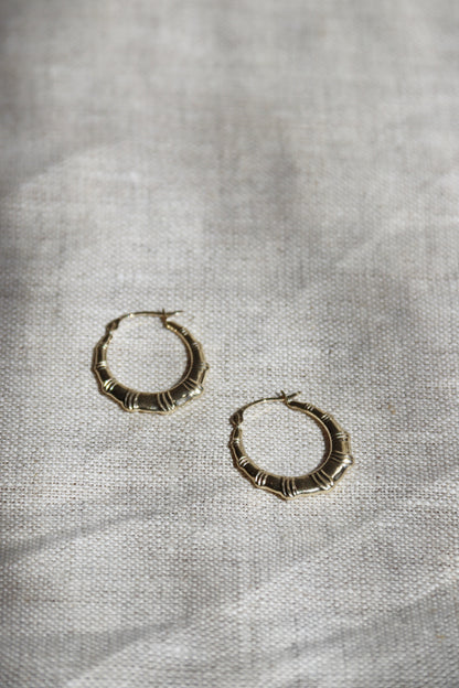 Fluted Hoop Earrings - 10k Yellow Gold