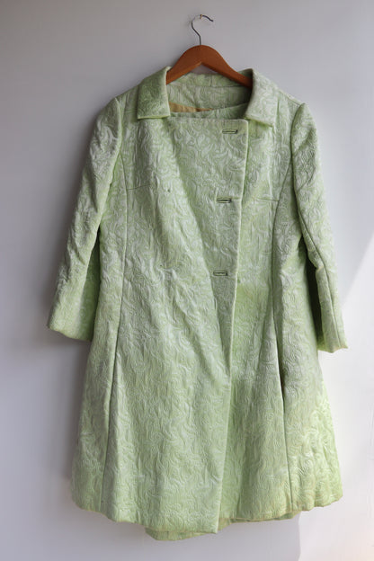 Green Brocade Dress and Coat Set