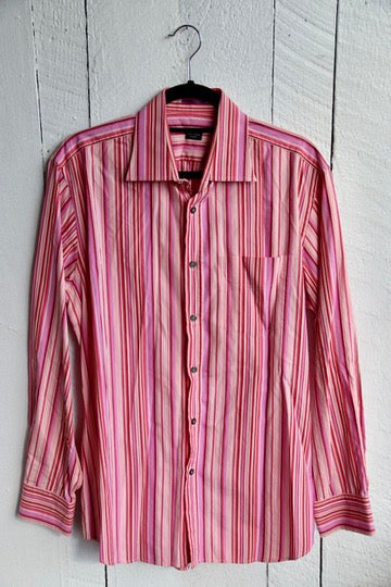 Mens Paul Smith Pink Striped Button Down Dress Shirt