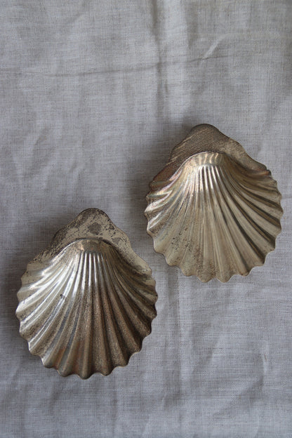 Set of 2 Sterling Silver Shell Dishes