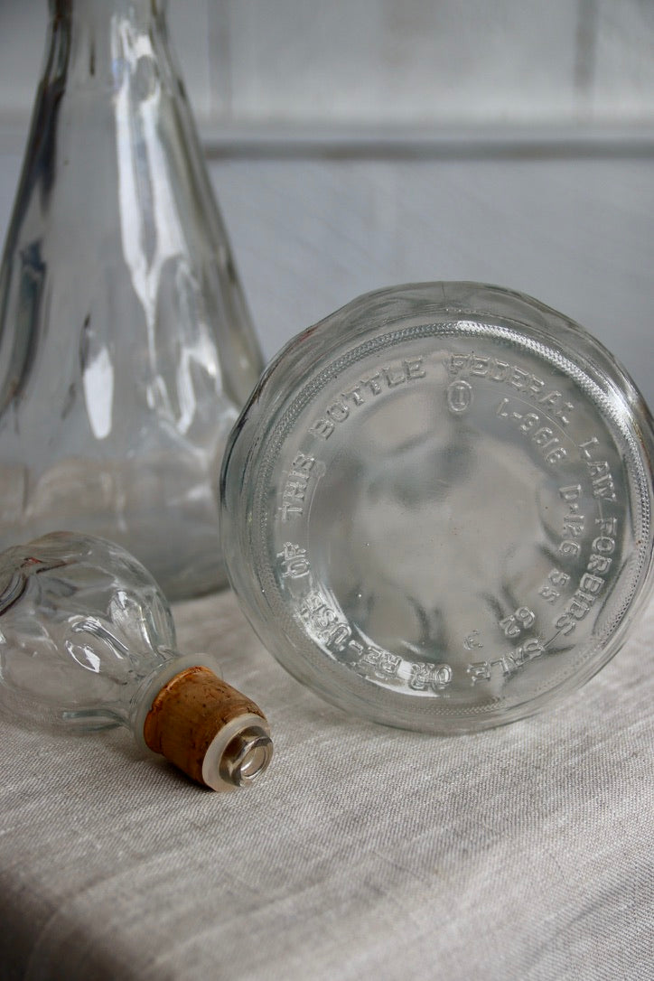 Set of 2 Clear "Dented" Bottles with Stoppers