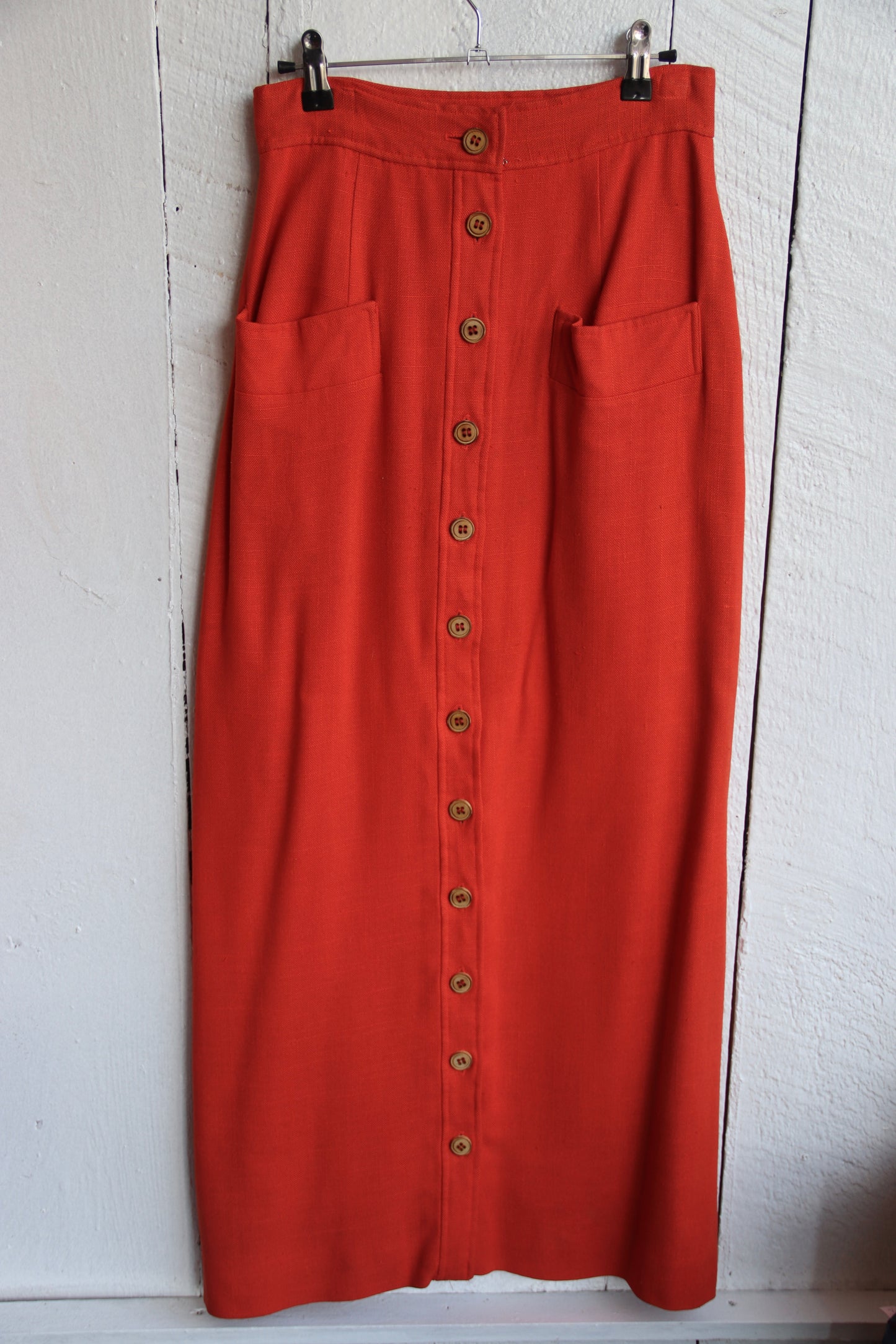 Vintage 1970s Beverly Paige Vermillion Orange Maxi Skirt