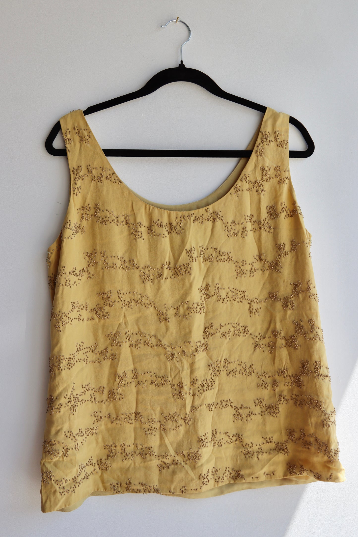 Vintage Dana Buchman Yellow Silk Top with Beading