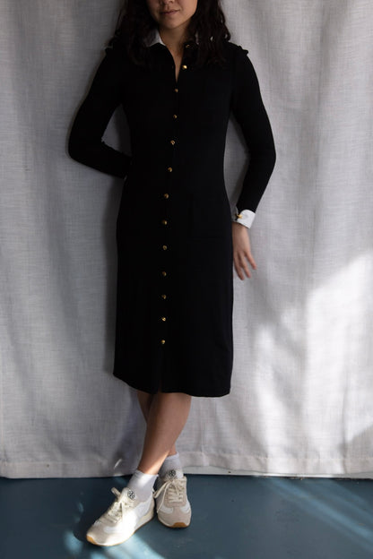 St. John Santana Black w/ White Collar Dress