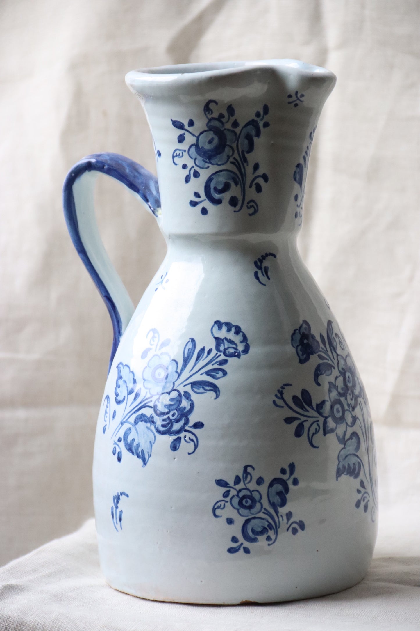 Vintage Blue and White Stoneware Pitcher