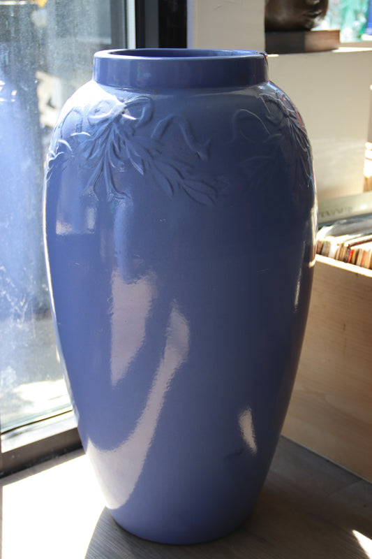Pair of Blue Ceramic Floor Vases - as is