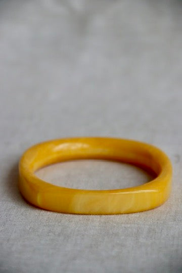 Yellow Plastic Bangle Bracelet - 60s