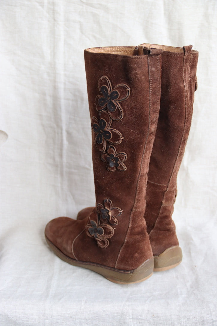 Eric Michael Brown Flower Leather Boots