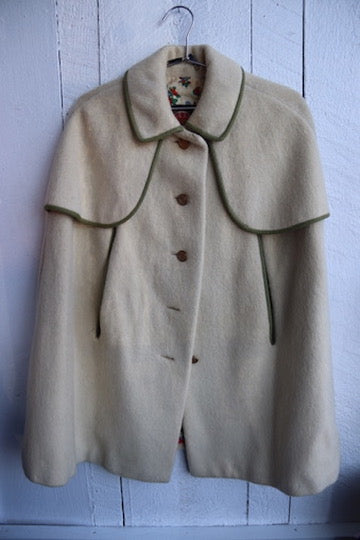 Vintage Weatherproof Loden Womens Wool Cape Coat