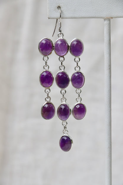 Sterling Silver Amethyst Chandelier Drop Earrings