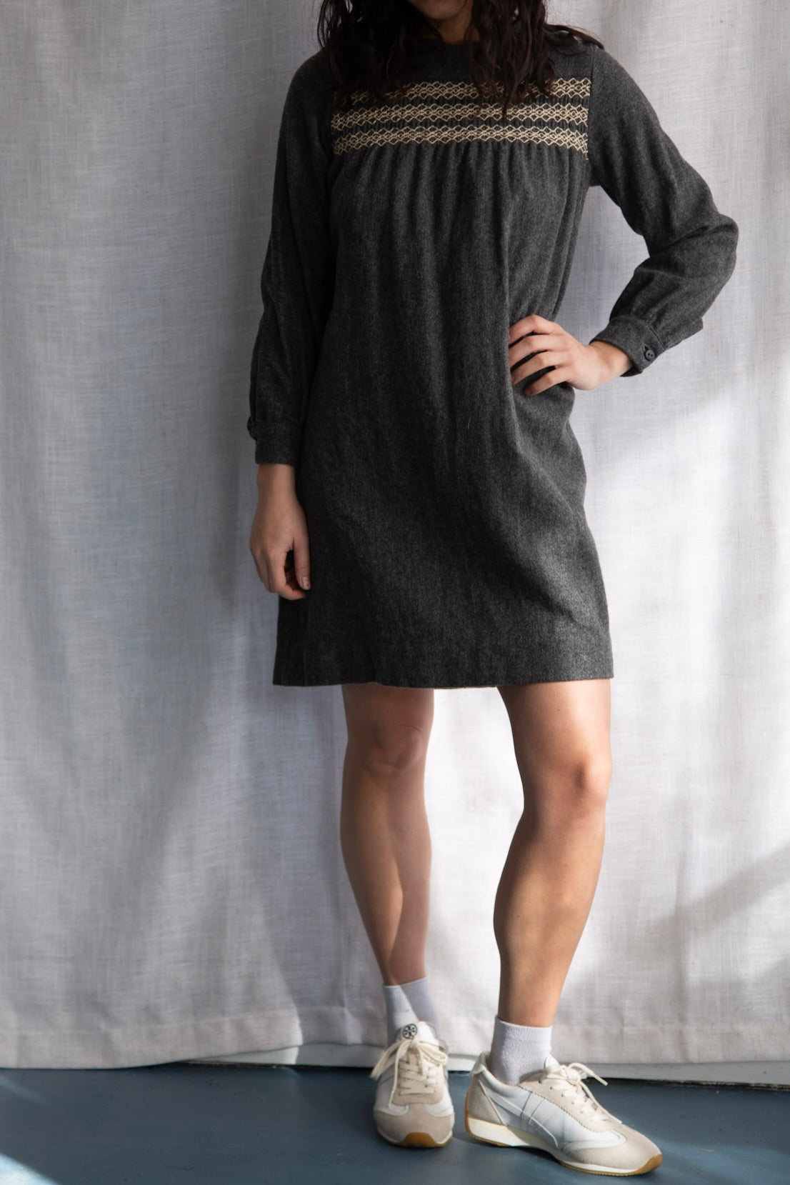Vintage Handmade Grey Wool Dress