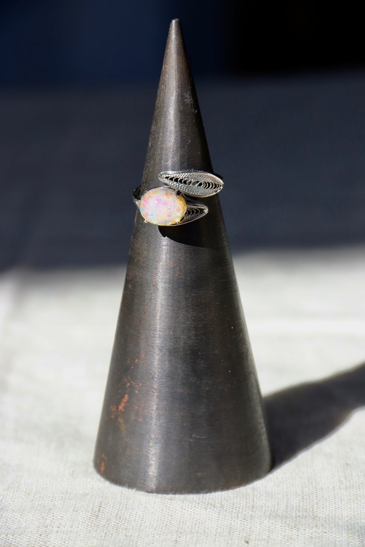 Opal sterling silver ring