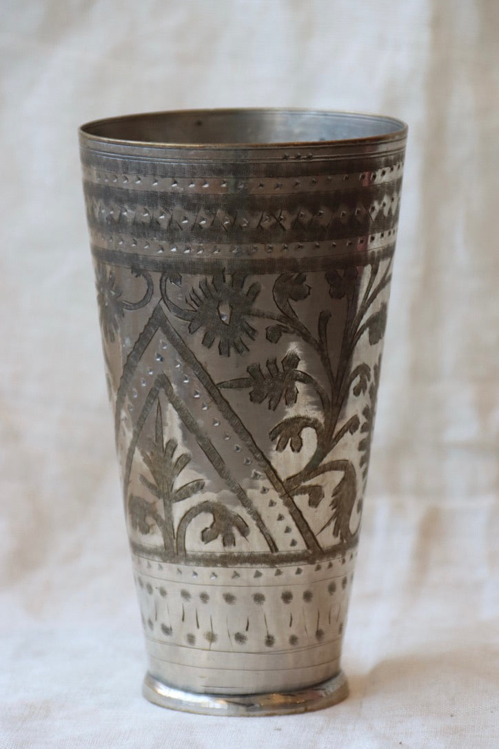 Indian hand-engraved metal tumbler