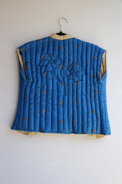 Vintage Blue Quilted Reversible Leather Vest