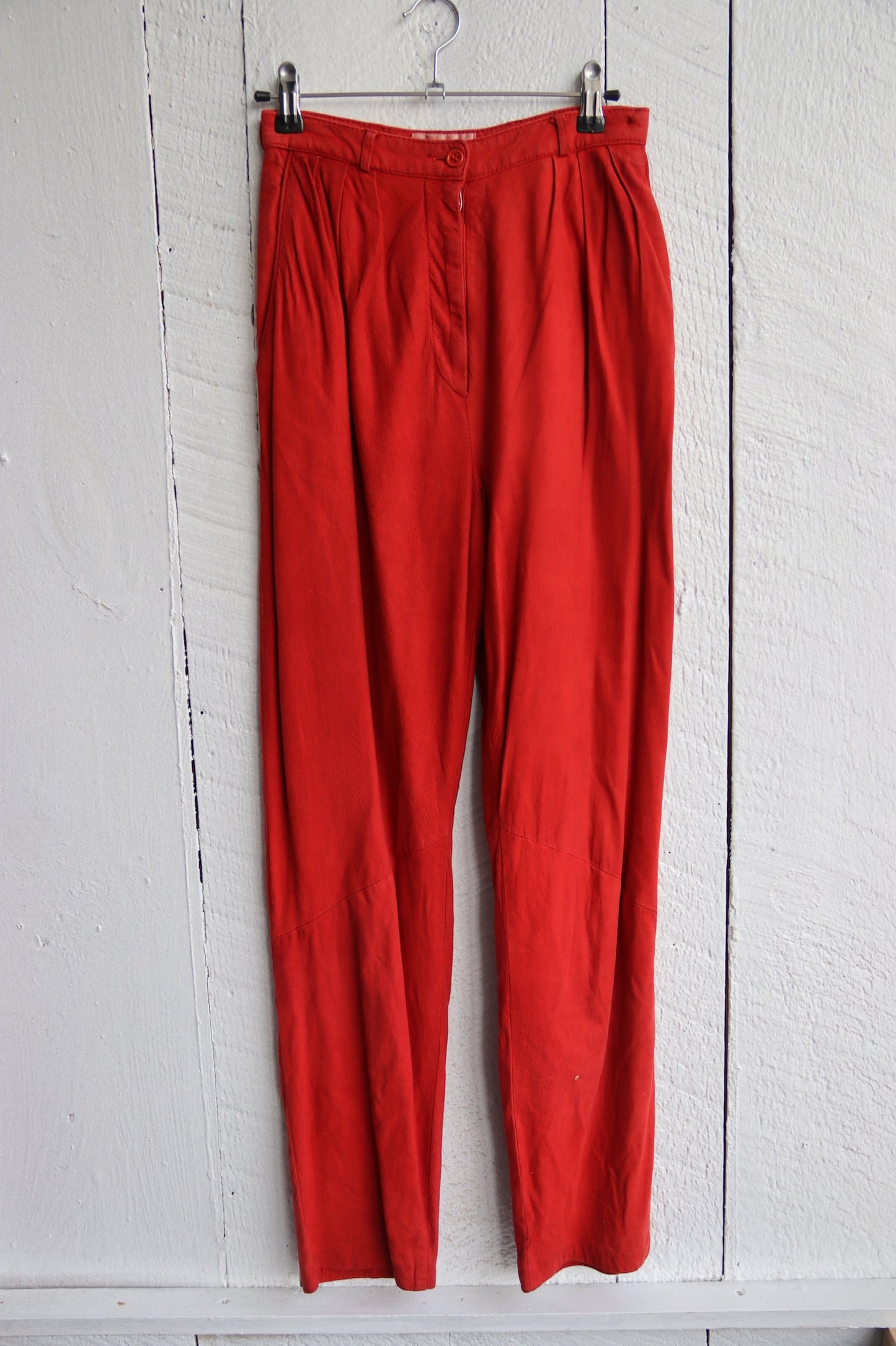Vakko Red Leather Pants
