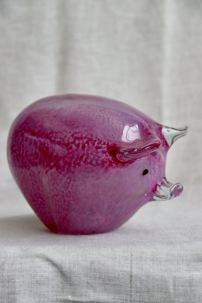 Handmade Glass Purple Pig