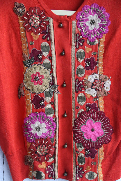 Vintage Oscar De La Renta Embroidered Sweater - as is