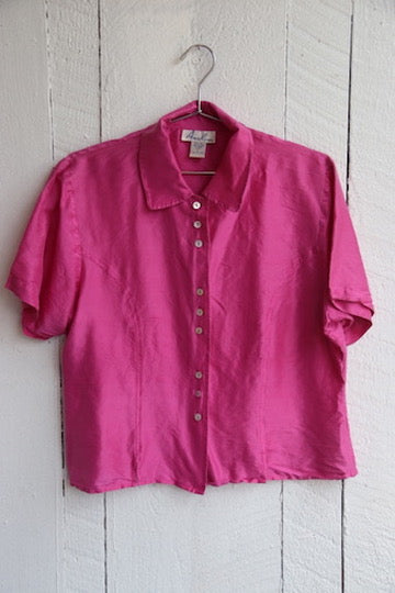 Anne Larson Pink Silk Top