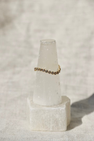 Bubbly Diamond Wave Band - 14K Yellow Gold