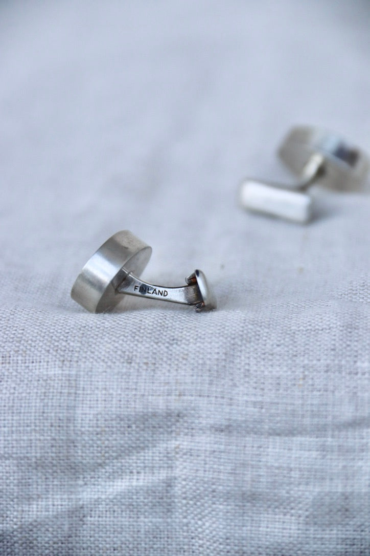 Sterling Silver Finnish Cufflinks with Carnelian