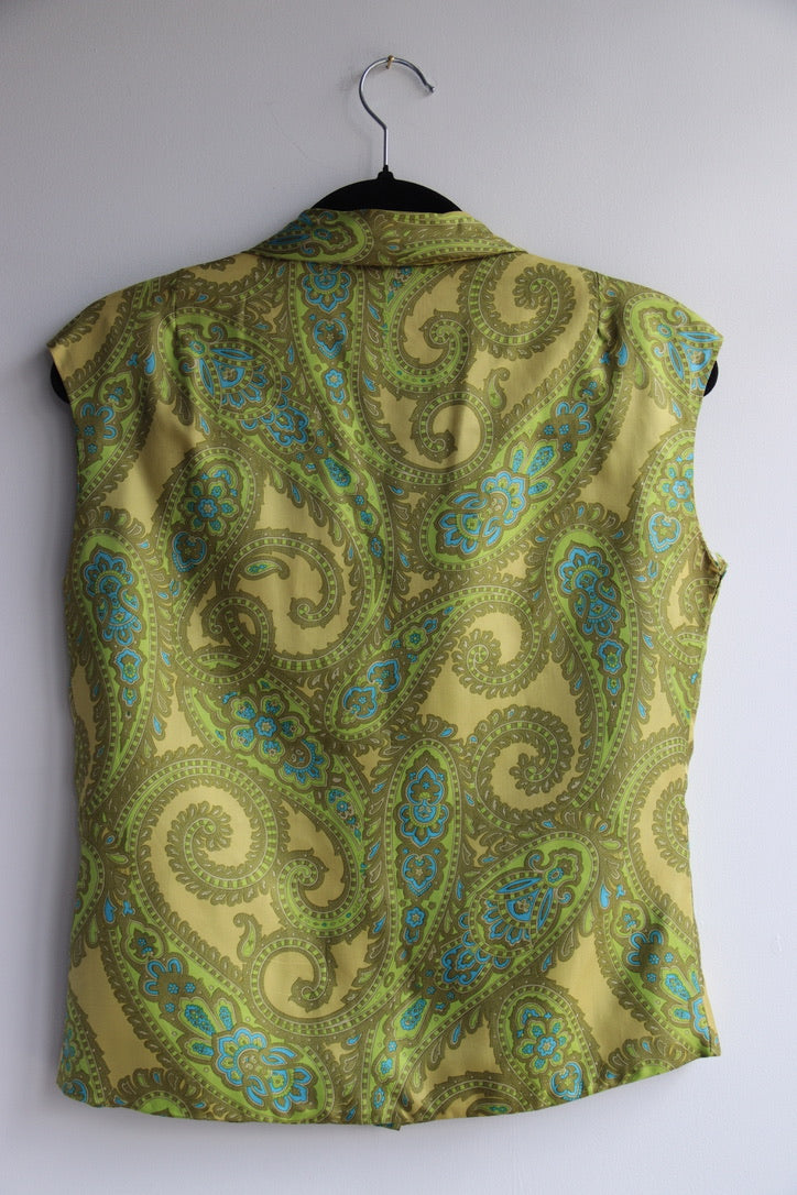 Vintage Green Silk Top