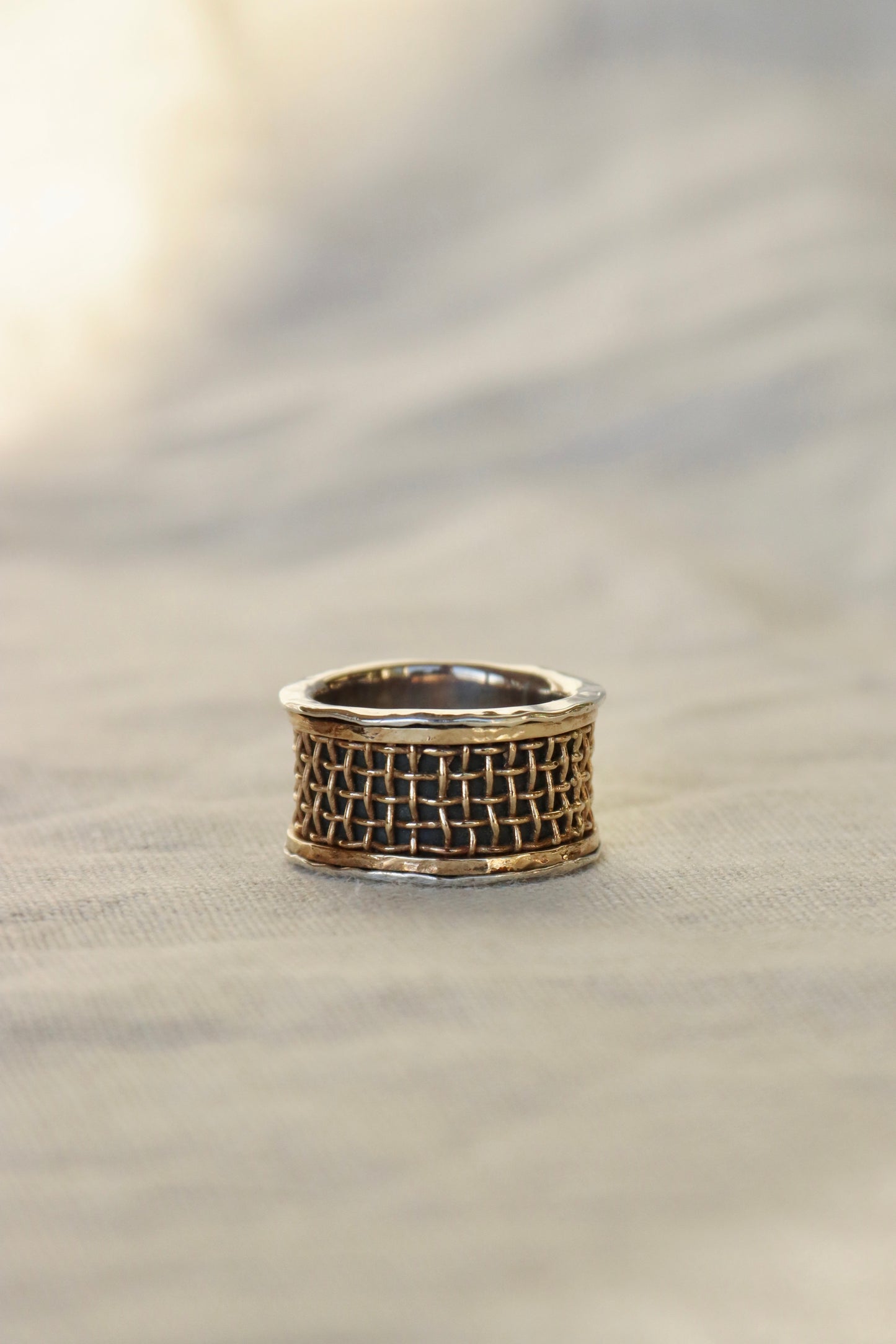 Sterling Silver Ring with 18k Gold Woven Details