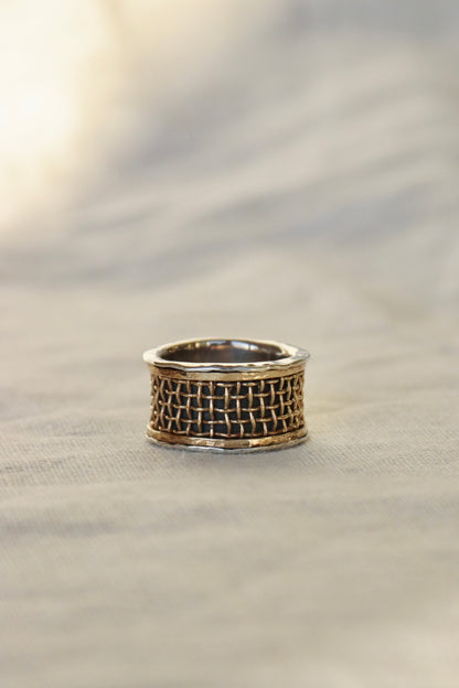 Sterling Silver Ring with 18k Gold Woven Details