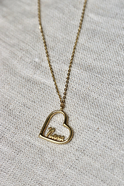 10K Yellow Gold "Nana" Heart Necklace