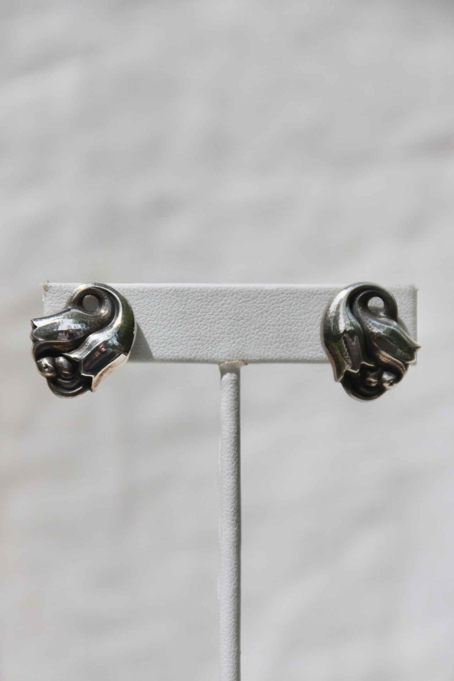 George Jensen Screw Back Sterling Silver Tulip Earrings