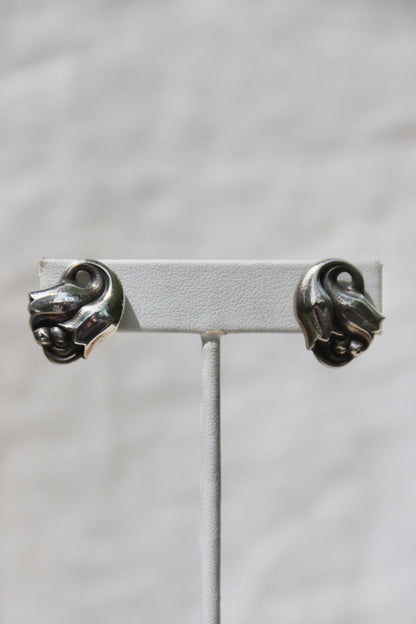 George Jensen Screw Back Sterling Silver Tulip Earrings
