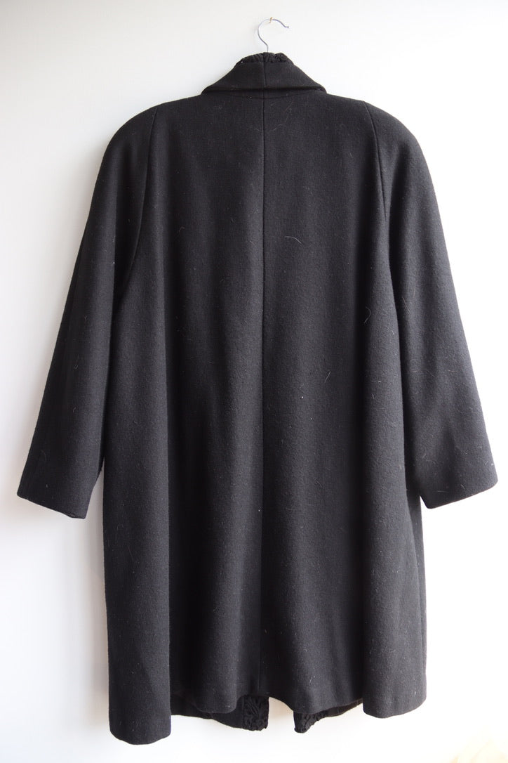 Vintage 60s Lady Suzette Black Wool Blend Coat