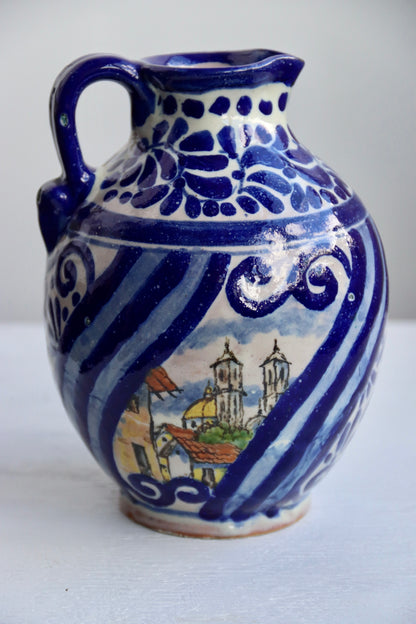 Vintage 70s Hand Painted Ceramic Pitcher