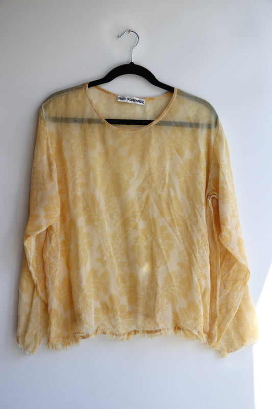 Vintage Beth schaeffer Yellow Sheer Silk Top - as is