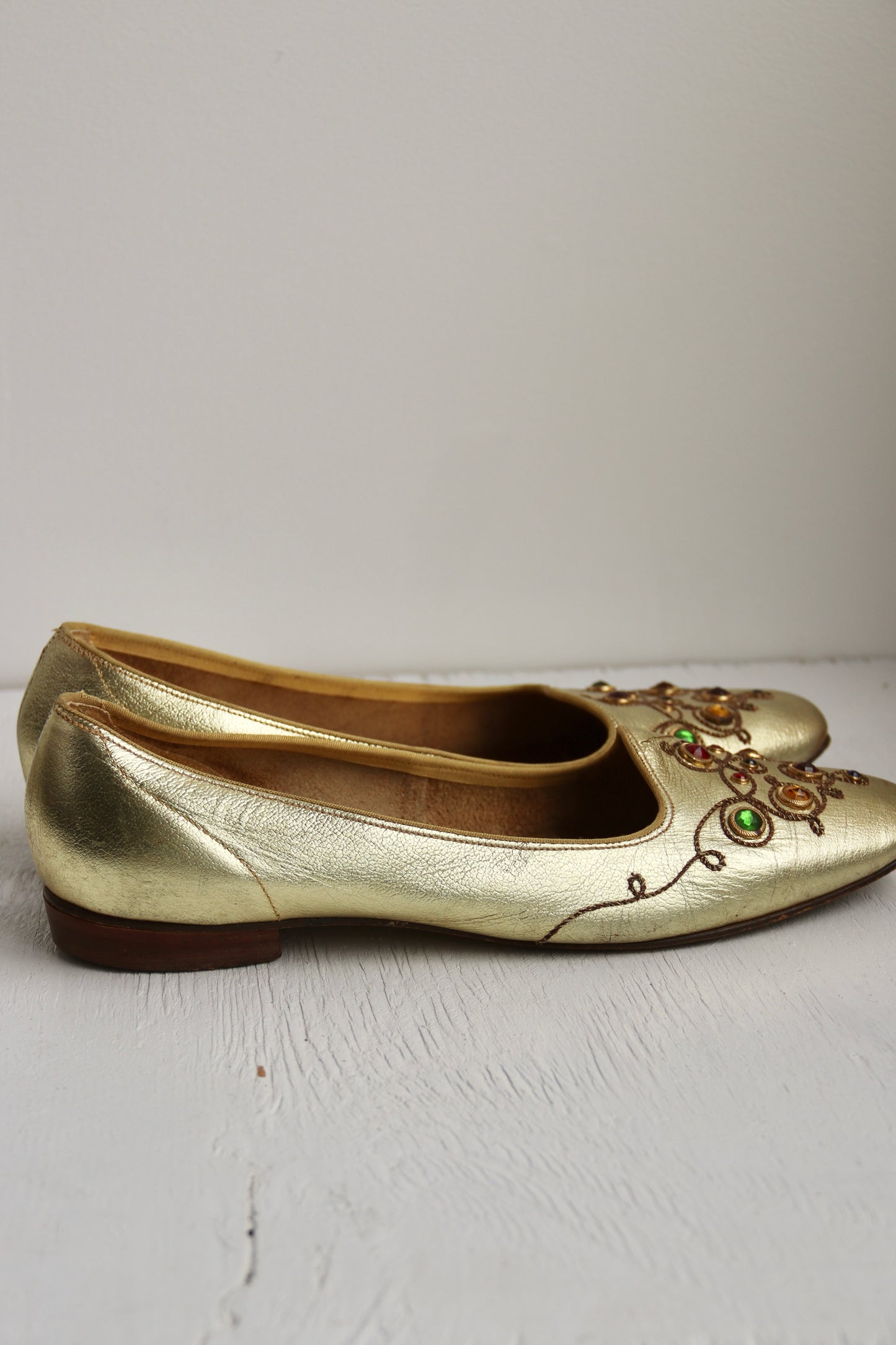Vintage Gold Bejeweled Shoes