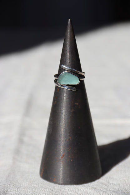 Sea Glass Sterling Silver Wrap Ring