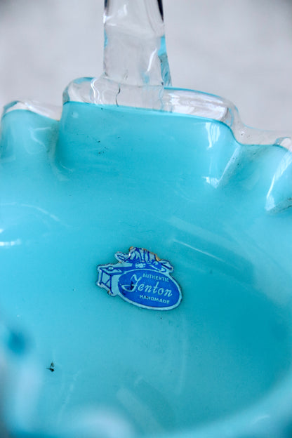 Fenton Turquoise Blue Glass Basket