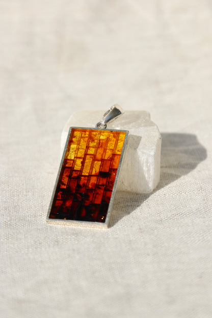 Sterling Silver Amber Mosaic Pendant