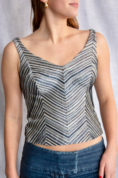 Carmen Marc Valvo Beaded Top