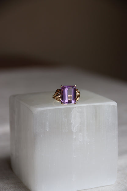 10K Amethyst Ring with Openwork Shoulders