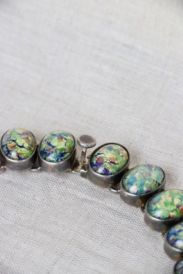 Vintage Dichroic Glass Cabochon Necklace