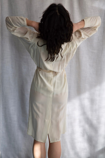Vintage 80s Kristen Cream Silk Dress