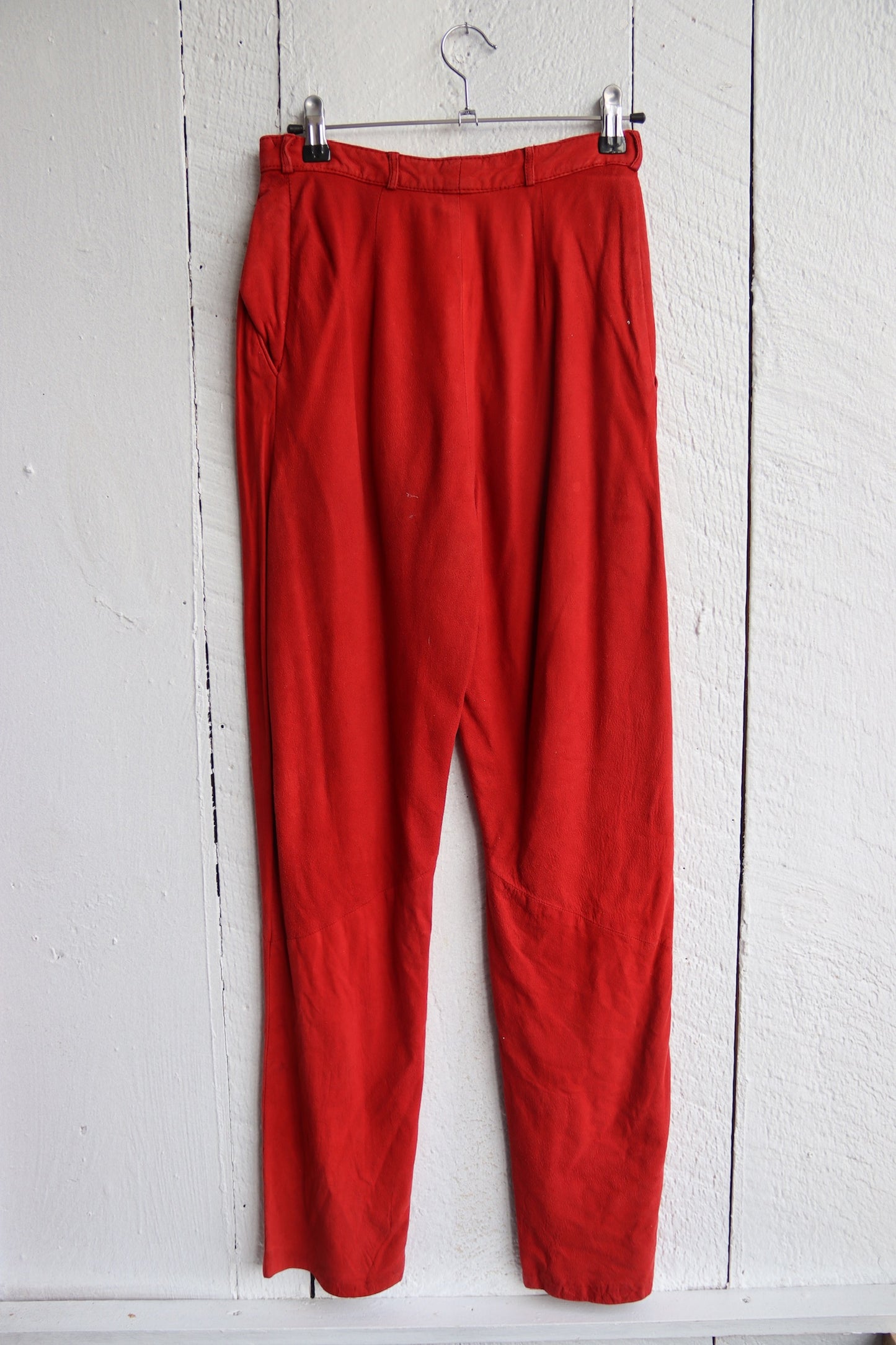 Vakko Red Leather Pants