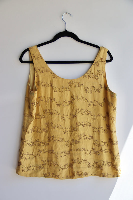 Vintage Dana Buchman Yellow Silk Top with Beading