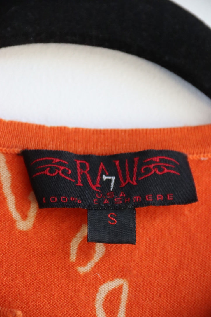 Raw 7 orange short-sleeve cashmere sweater