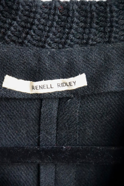 Vintage Handmade by Renell Ridley Black Wool V Neck Dress