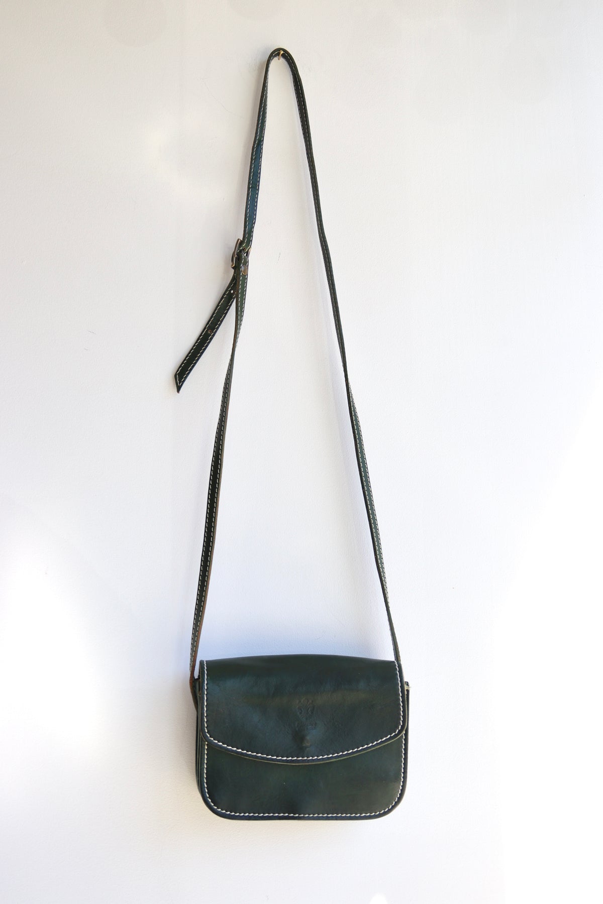 Italian Green Leather Crossbody Bag