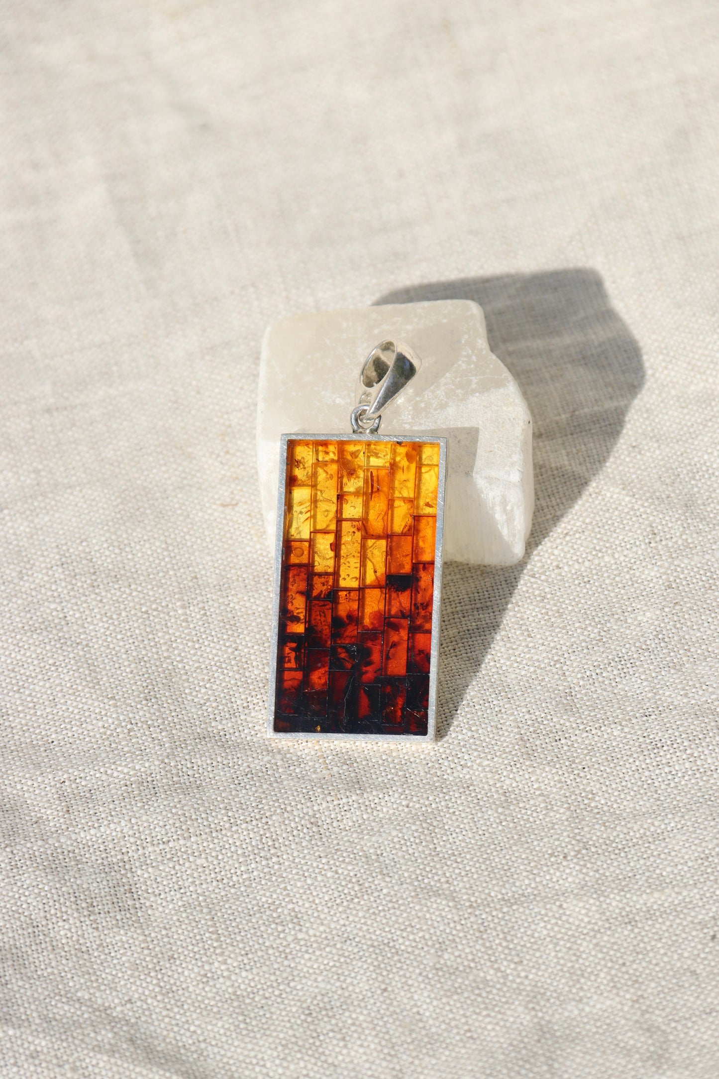 Sterling Silver Amber Mosaic Pendant
