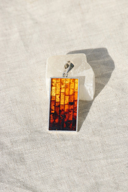 Sterling Silver Amber Mosaic Pendant