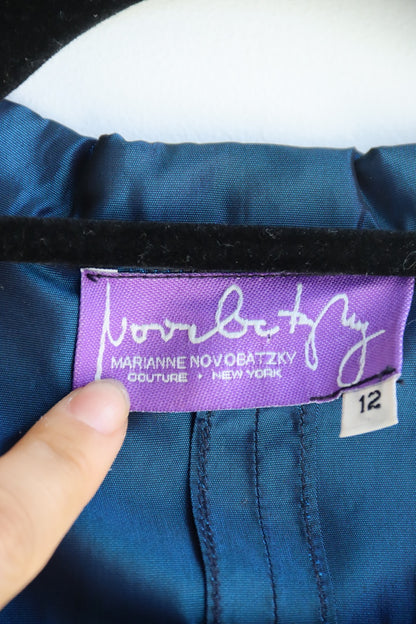 "MARIANNE NOVOBATZKY Soho Couture irridscent blue taffeta coat"